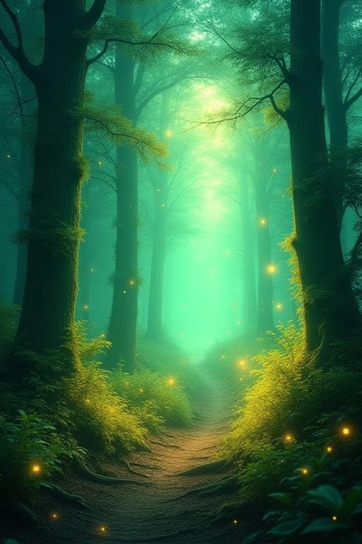 Diamond painting of a glowing enchanted forest