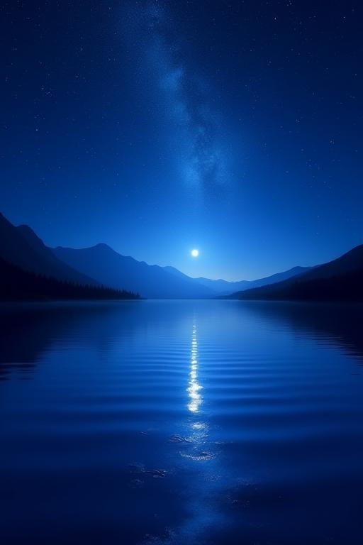 Diamond painting of a serene starlit lake