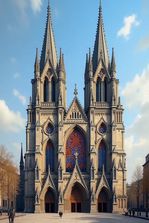 Handmade diamond painting of a vintage cathedral